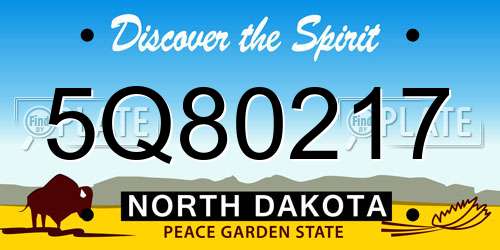 5Q80217 North Dakota License Plate