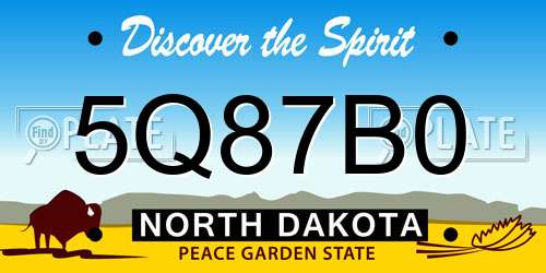 5Q87B0 North Dakota License Plate
