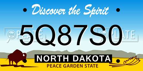 5Q87S0 North Dakota License Plate