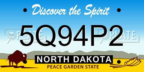 5Q94P2 North Dakota License Plate
