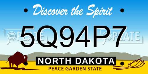 5Q94P7 North Dakota License Plate