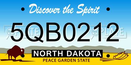 5QB0212 North Dakota License Plate