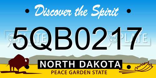 5QB0217 North Dakota License Plate