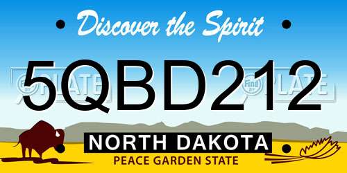 5QBD212 North Dakota License Plate