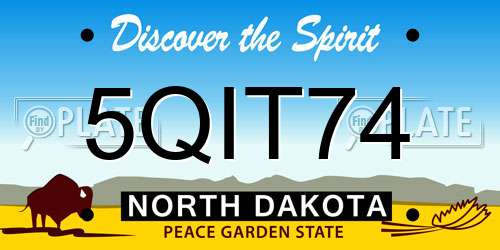 5QIT74 North Dakota License Plate
