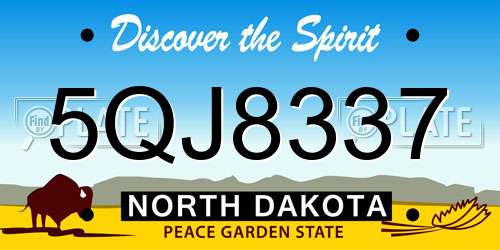 5QJ8337 North Dakota License Plate