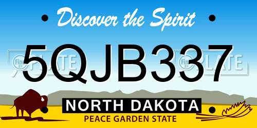 5QJB337 North Dakota License Plate
