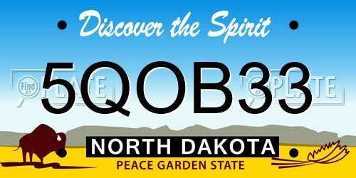 5QOB33 North Dakota License Plate