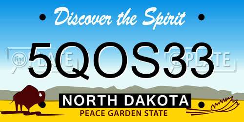 5QOS33 North Dakota License Plate