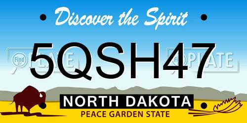 5QSH47 North Dakota License Plate