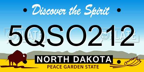 5QSO212 North Dakota License Plate