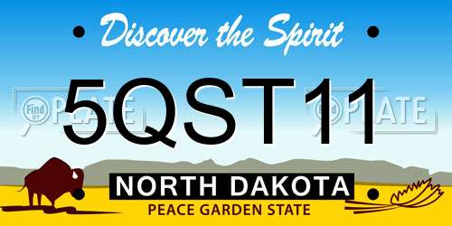 5QST11 North Dakota License Plate