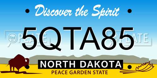 5QTA85 North Dakota License Plate