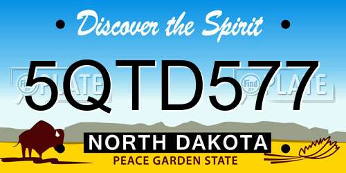 5QTD577 North Dakota License Plate