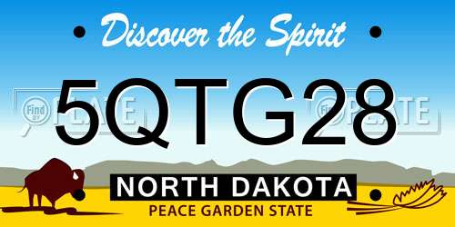 5QTG28 North Dakota License Plate