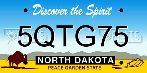 5QTG75 North Dakota License Plate