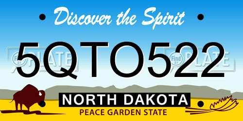 5QTO522 North Dakota License Plate