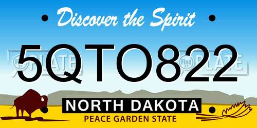 5QTO822 North Dakota License Plate