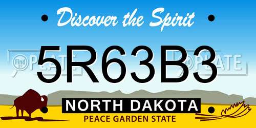 5R63B3 North Dakota License Plate