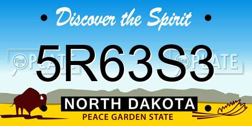 5R63S3 North Dakota License Plate