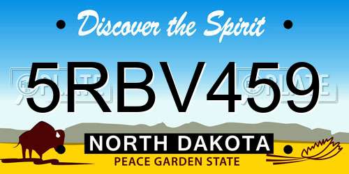 5RBV459 North Dakota License Plate