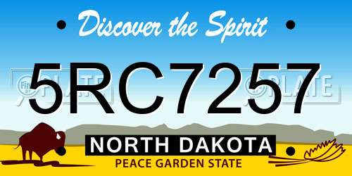 5RC7257 North Dakota License Plate