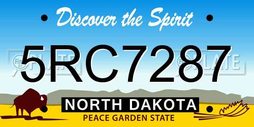 5RC7287 North Dakota License Plate