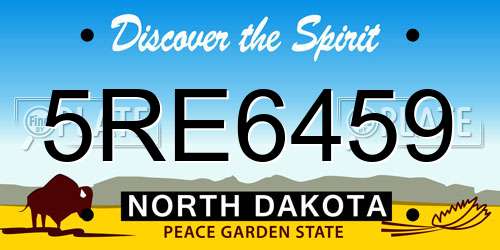 5RE6459 North Dakota License Plate