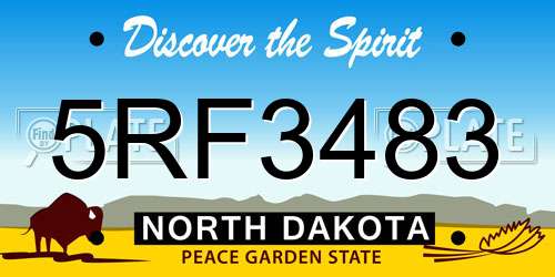 5RF3483 North Dakota License Plate