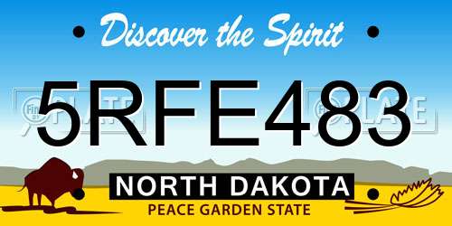 5RFE483 North Dakota License Plate