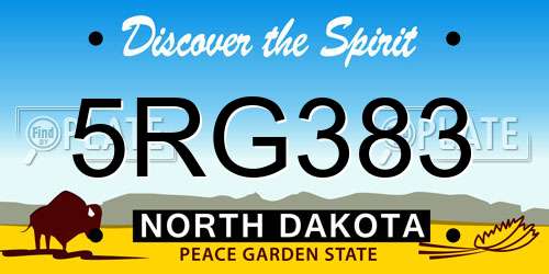 5RG383 North Dakota License Plate