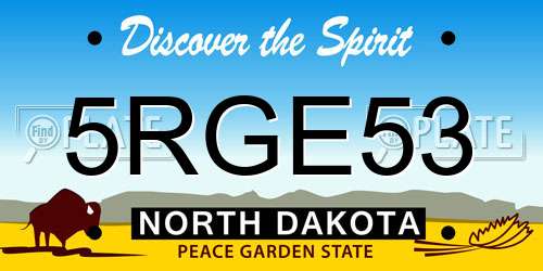 5RGE53 North Dakota License Plate