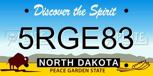 5RGE83 North Dakota License Plate