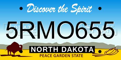 5RMO655 North Dakota License Plate