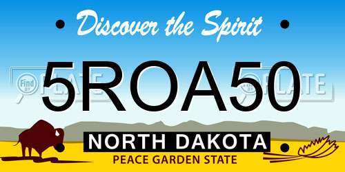 5ROA50 North Dakota License Plate