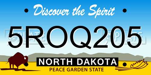 5ROQ205 North Dakota License Plate