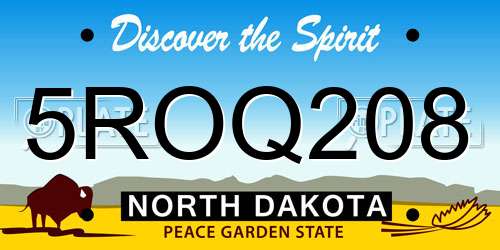 5ROQ208 North Dakota License Plate