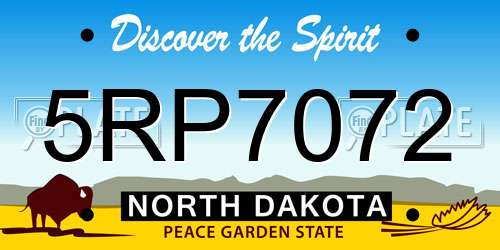 5RP7072 North Dakota License Plate
