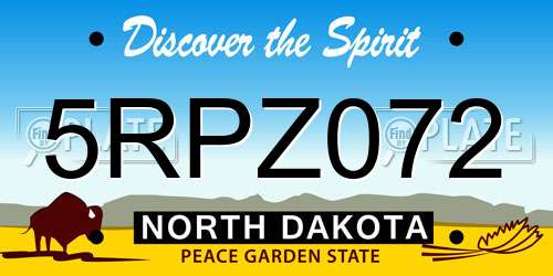 5RPZ072 North Dakota License Plate
