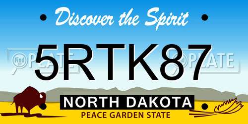 5RTK87 North Dakota License Plate