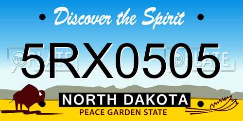 5RX0505 North Dakota License Plate