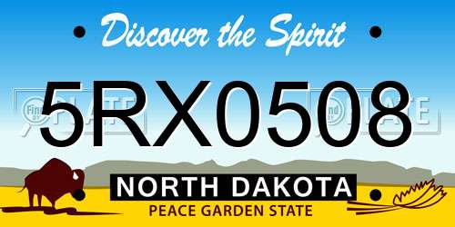 5RX0508 North Dakota License Plate