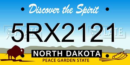 5RX2121 North Dakota License Plate