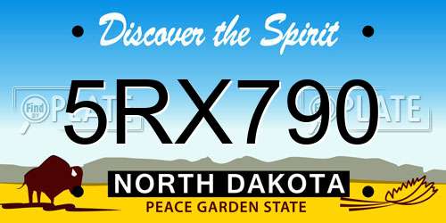 5RX790 North Dakota License Plate