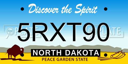 5RXT90 North Dakota License Plate