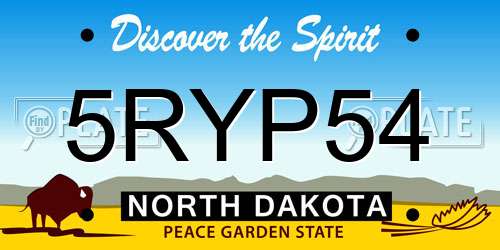 5RYP54 North Dakota License Plate