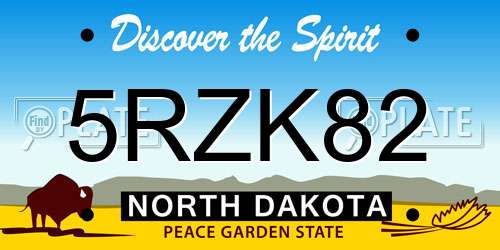 5RZK82 North Dakota License Plate