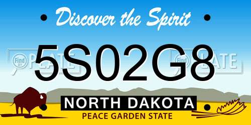 5S02G8 North Dakota License Plate