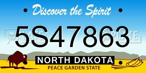 5S47863 North Dakota License Plate