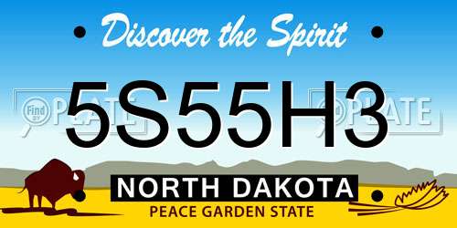 5S55H3 North Dakota License Plate
